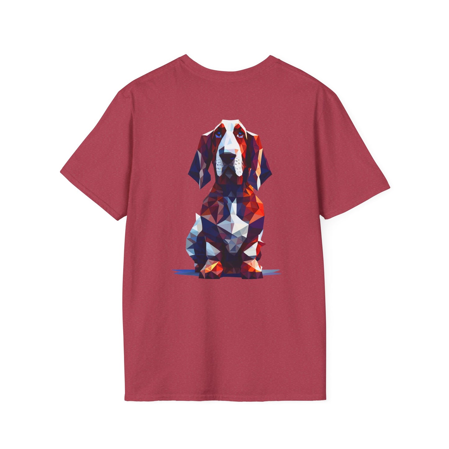 Polygon Style Pop Art Basset Hound T-Shirt - Pocket & Large Back Print