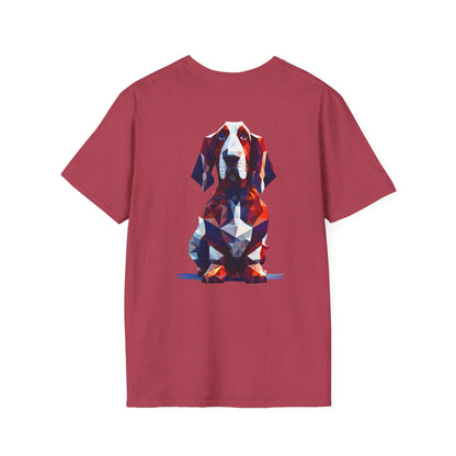 Polygon Style Pop Art Basset Hound T-Shirt - Pocket & Large Back Print