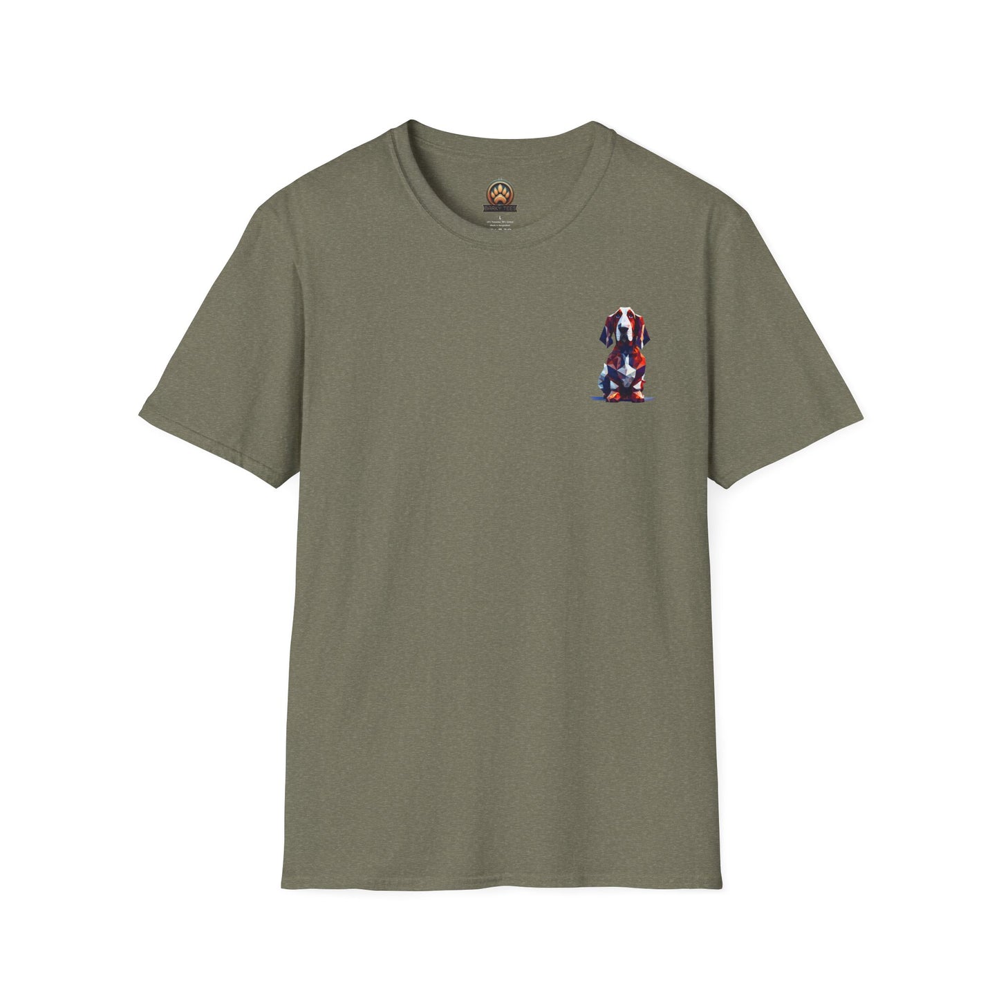 Polygon Style Pop Art Basset Hound T-Shirt - Pocket & Large Back Print