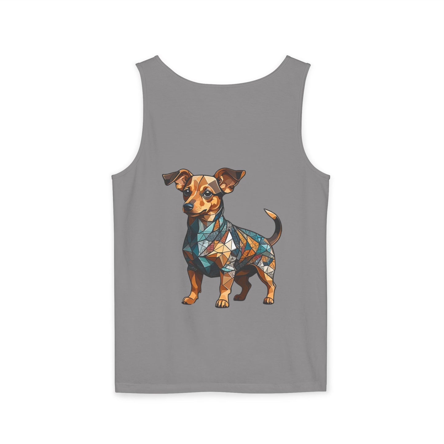 Polygon Style Pop Art Chiweenie Dog Dyed Tank Top - Pocket & Large Back Print