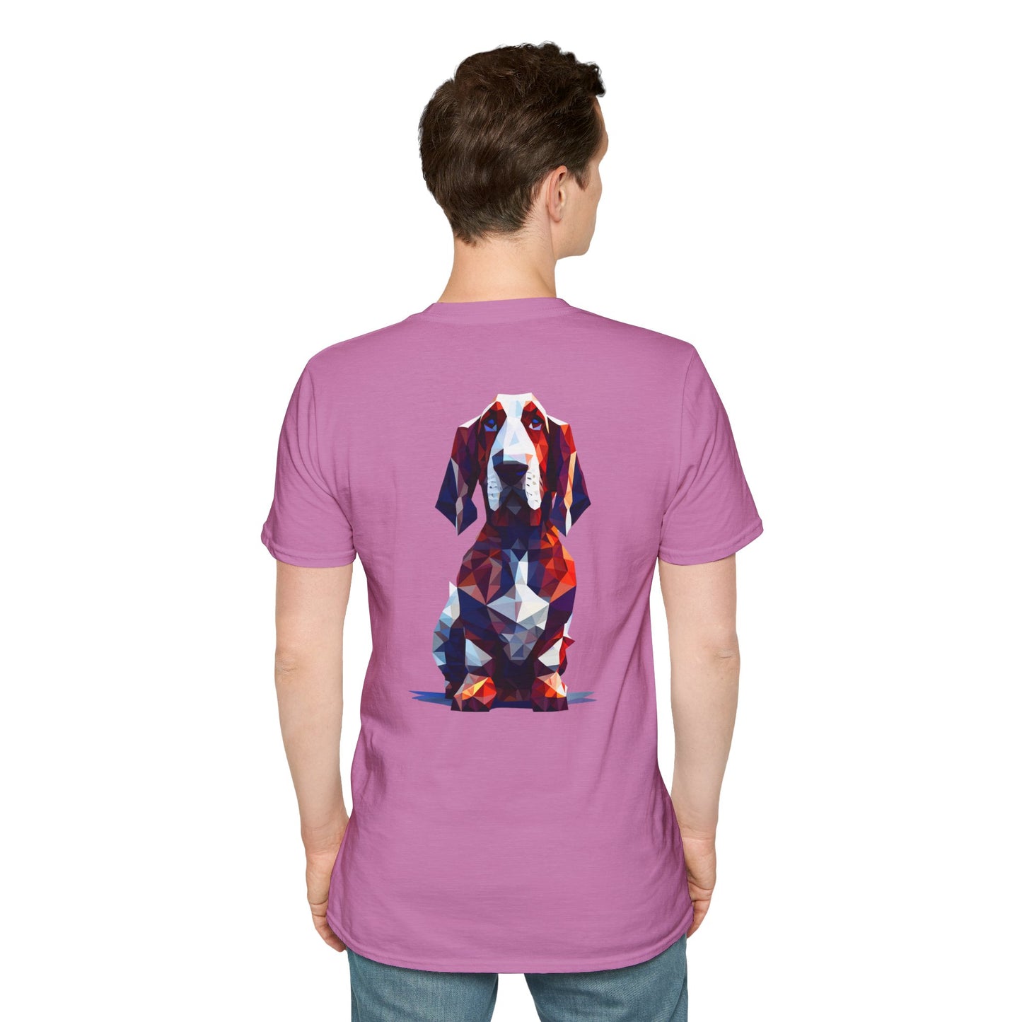 Polygon Style Pop Art Basset Hound T-Shirt - Pocket & Large Back Print