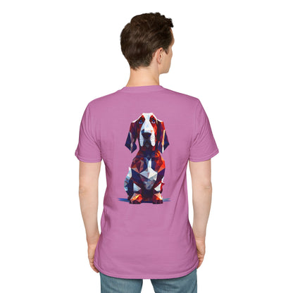 Polygon Style Pop Art Basset Hound T-Shirt - Pocket & Large Back Print