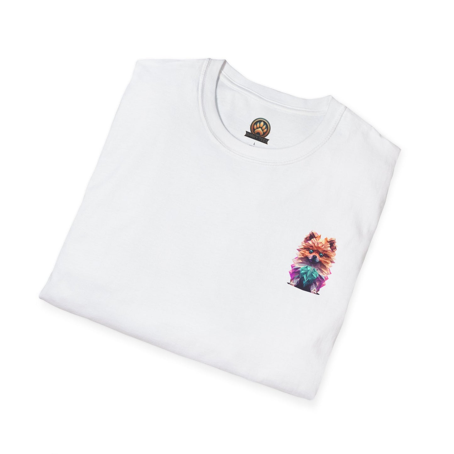 Polygon Pomeranian Dog T-Shirt - Pocket & Large Back Print