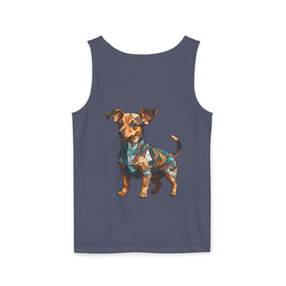 Polygon Style Pop Art Chiweenie Dog Dyed Tank Top - Pocket & Large Back Print