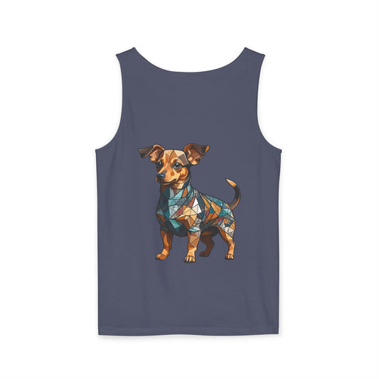 Polygon Style Pop Art Chiweenie Dog Dyed Tank Top - Pocket & Large Back Print