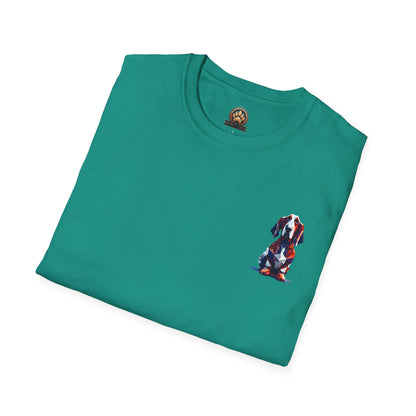 Polygon Style Pop Art Basset Hound T-Shirt - Pocket & Large Back Print