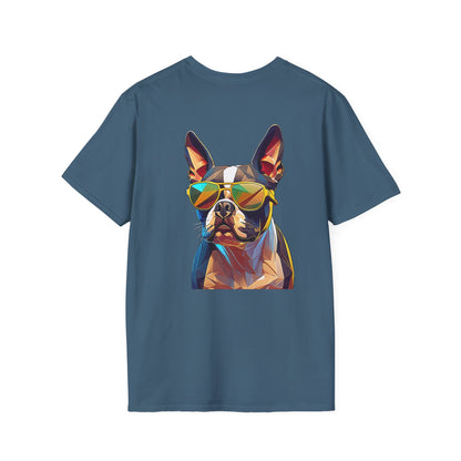 Sunny Boston Terrier Tee - Pocket & Large Back Print