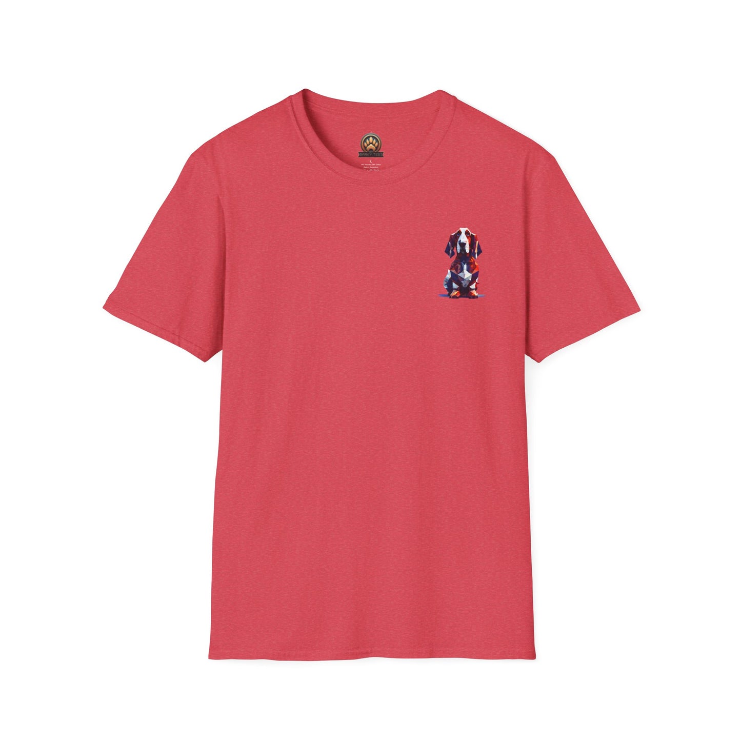 Polygon Style Pop Art Basset Hound T-Shirt - Pocket & Large Back Print