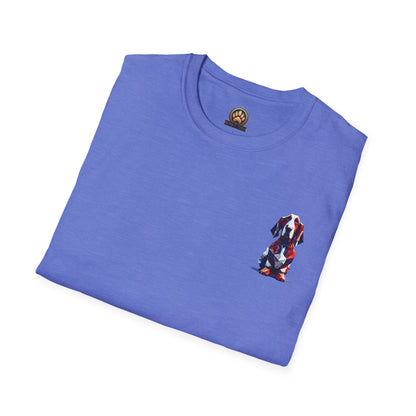 Polygon Style Pop Art Basset Hound T-Shirt - Pocket & Large Back Print