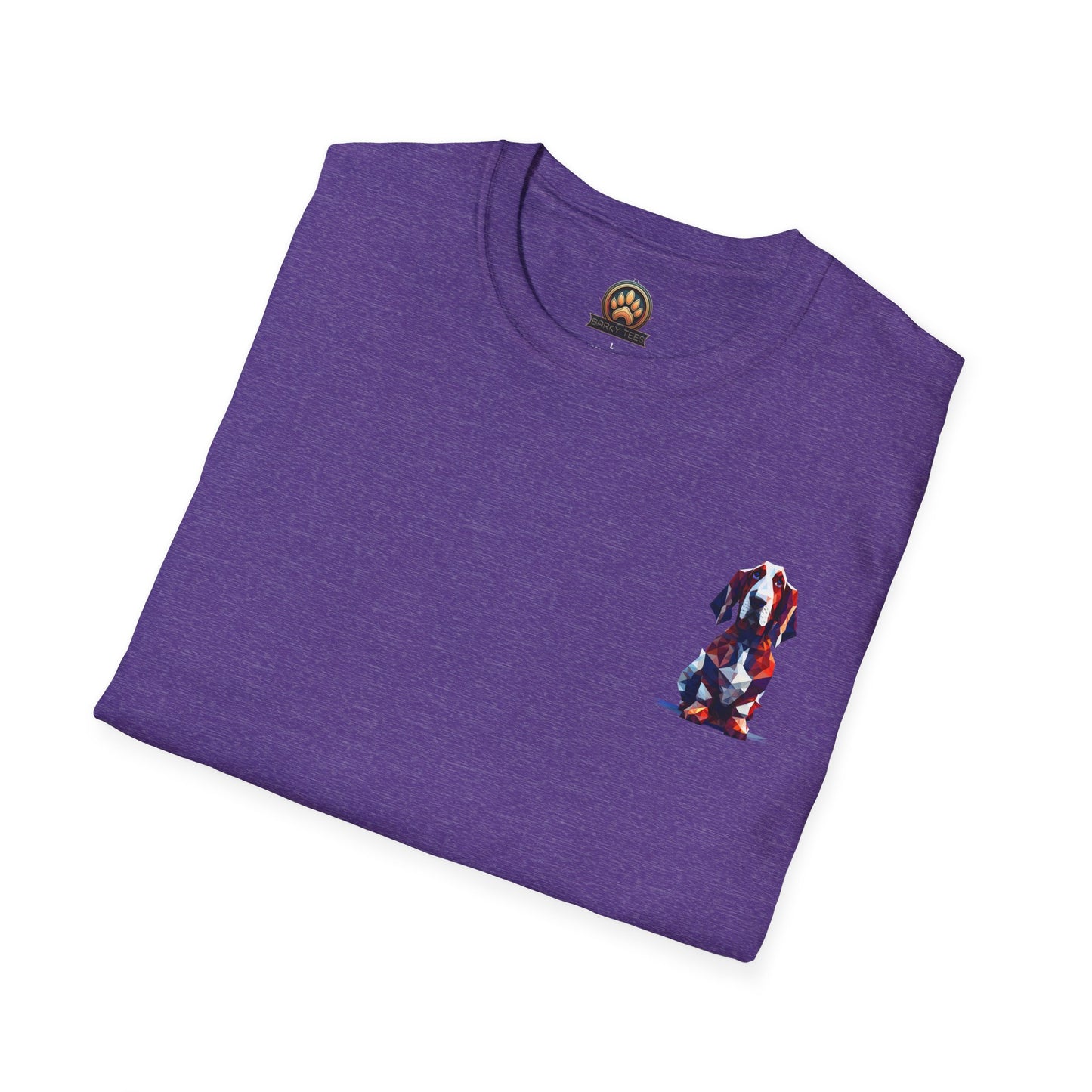 Polygon Style Pop Art Basset Hound T-Shirt - Pocket & Large Back Print