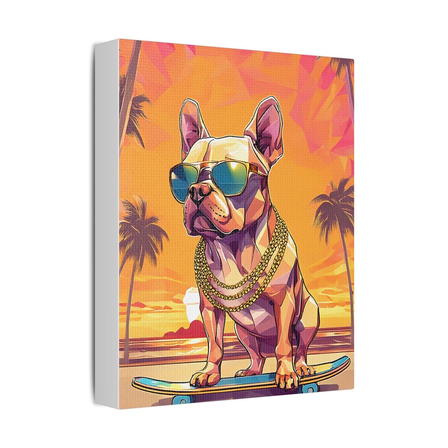 Polygon Style French Bull Dog Skater Canvas