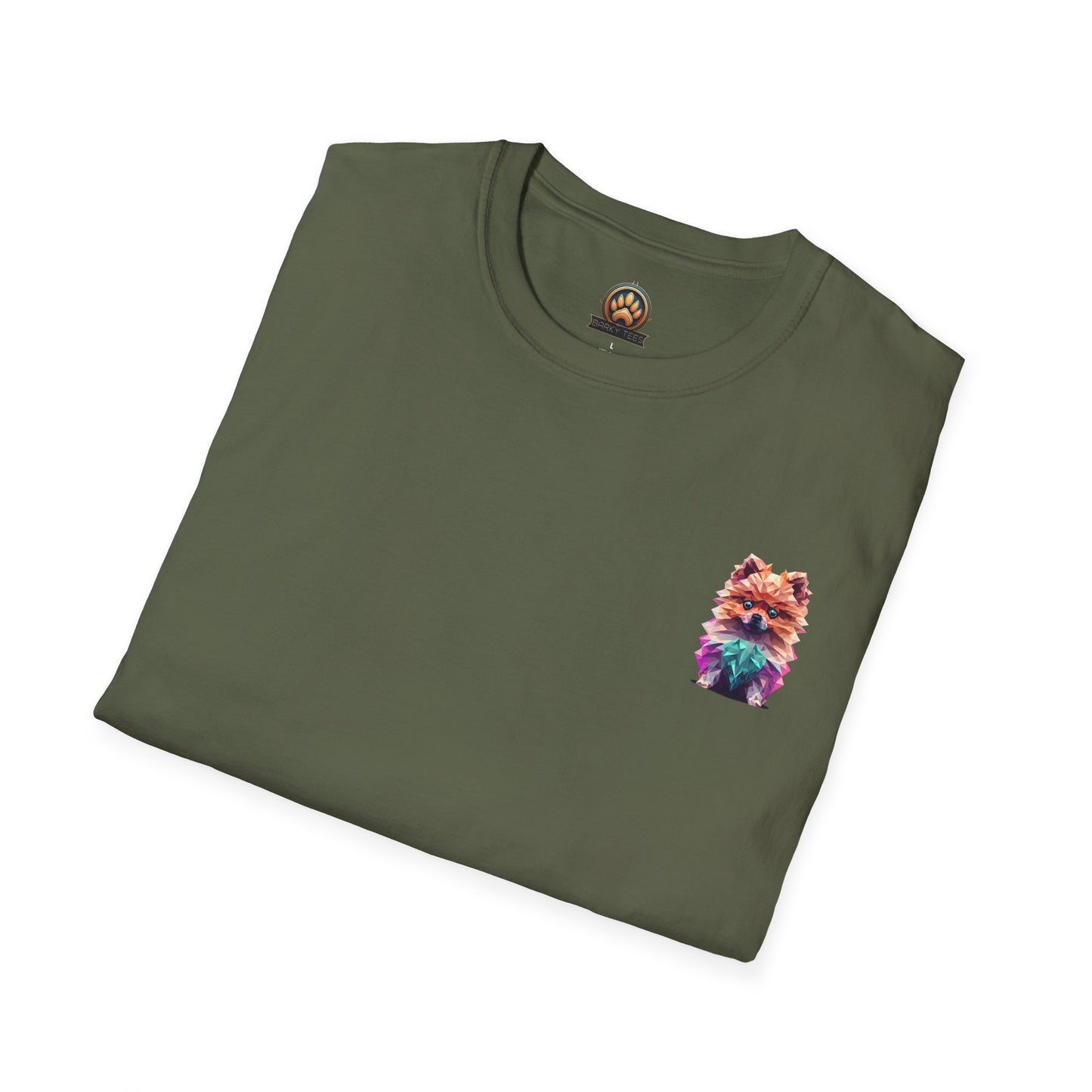 Polygon Pomeranian Dog T-Shirt - Pocket & Large Back Print