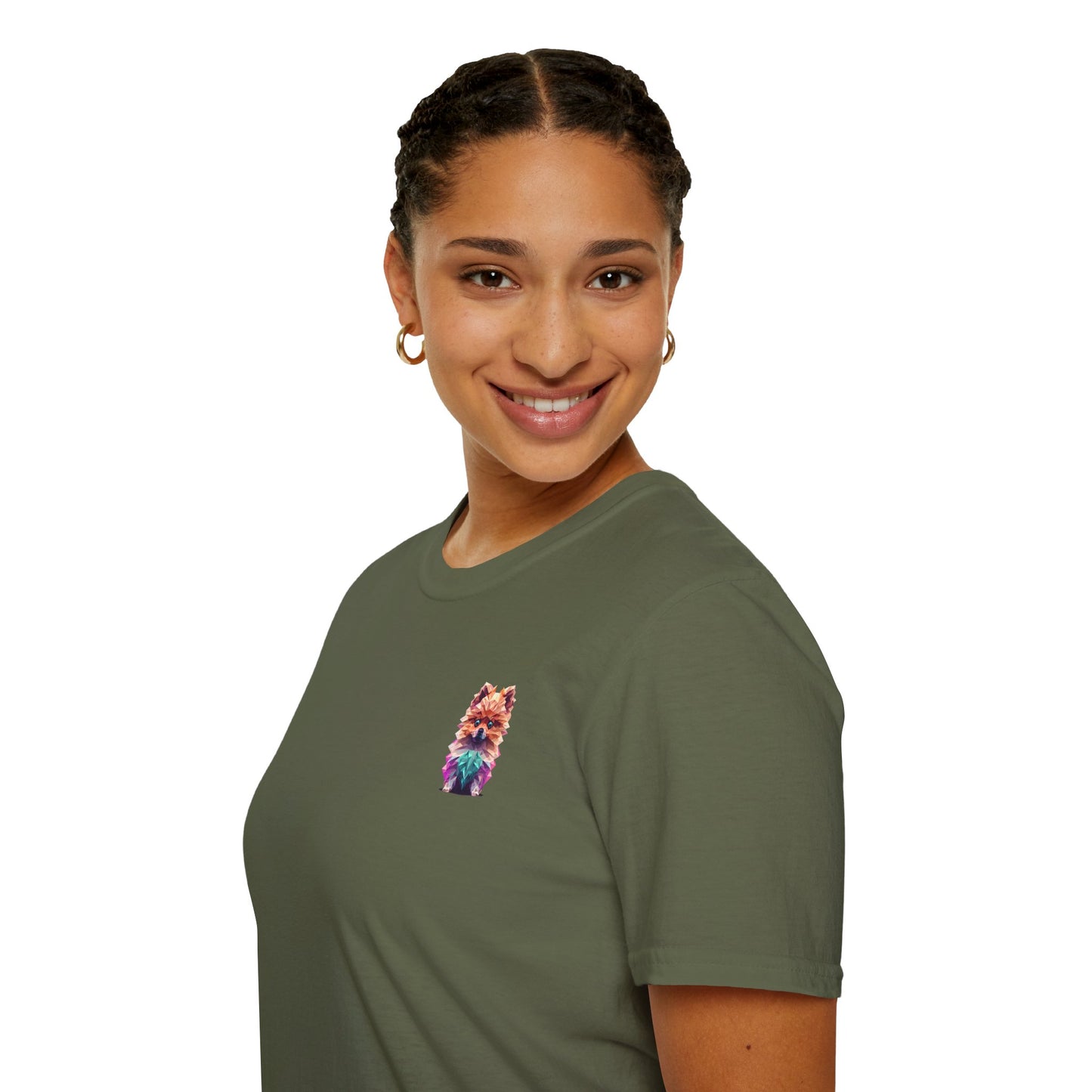 Polygon Pomeranian Dog T-Shirt - Pocket & Large Back Print