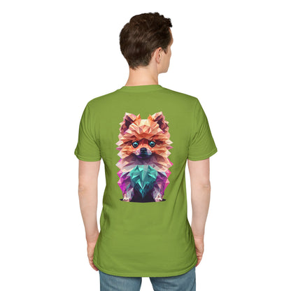 Polygon Pomeranian Dog T-Shirt - Pocket & Large Back Print
