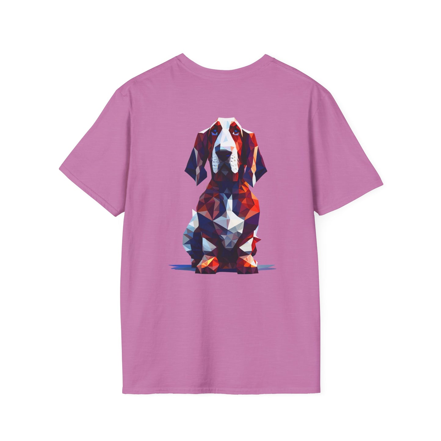 Polygon Style Pop Art Basset Hound T-Shirt - Pocket & Large Back Print