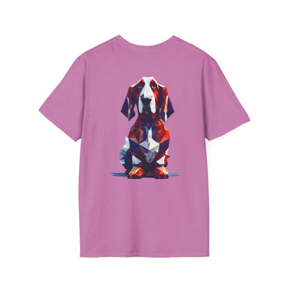 Polygon Style Pop Art Basset Hound T-Shirt - Pocket & Large Back Print