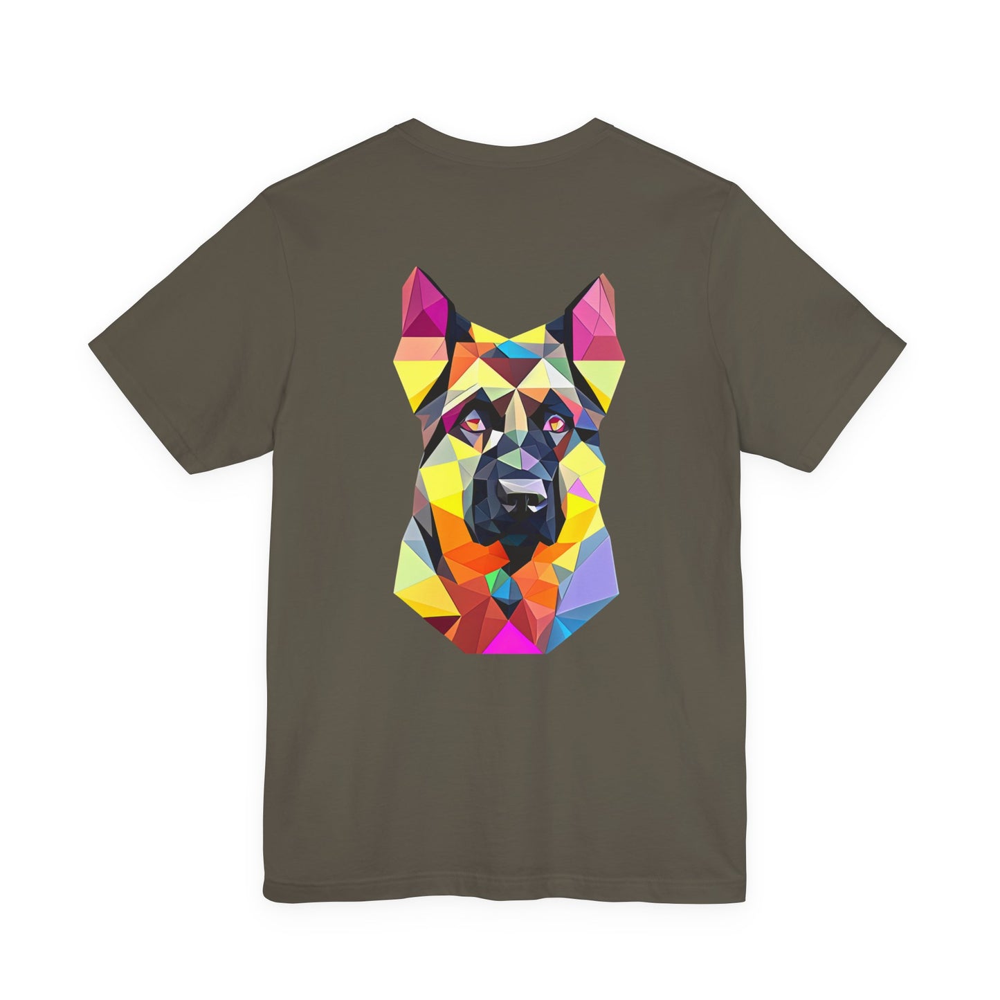 Polygon Style Pop Art German Shepherd Dog T-Shirt - Pocket & Large Back Print