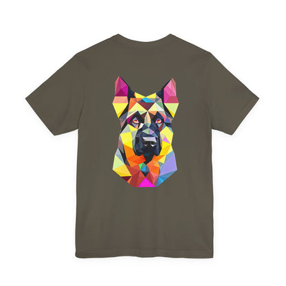 Polygon Style Pop Art German Shepherd Dog T-Shirt - Pocket & Large Back Print