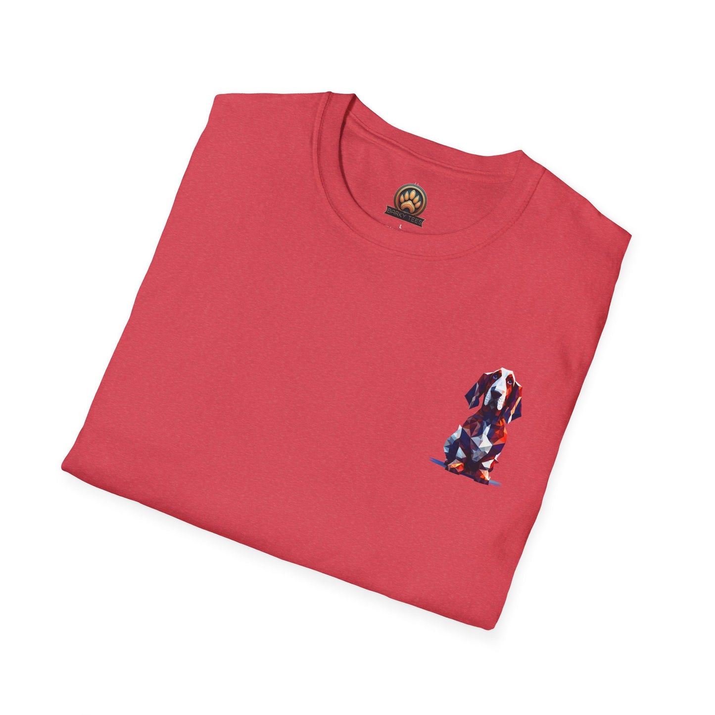 Polygon Style Pop Art Basset Hound T-Shirt - Pocket & Large Back Print