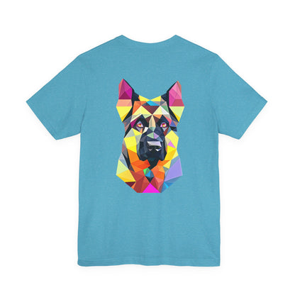 Polygon Style Pop Art German Shepherd Dog T-Shirt - Pocket & Large Back Print