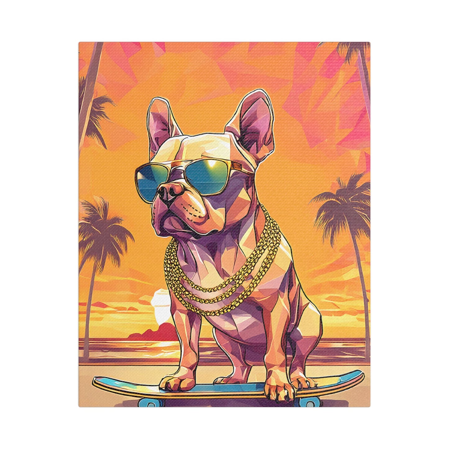 Polygon Style French Bull Dog Skater Canvas