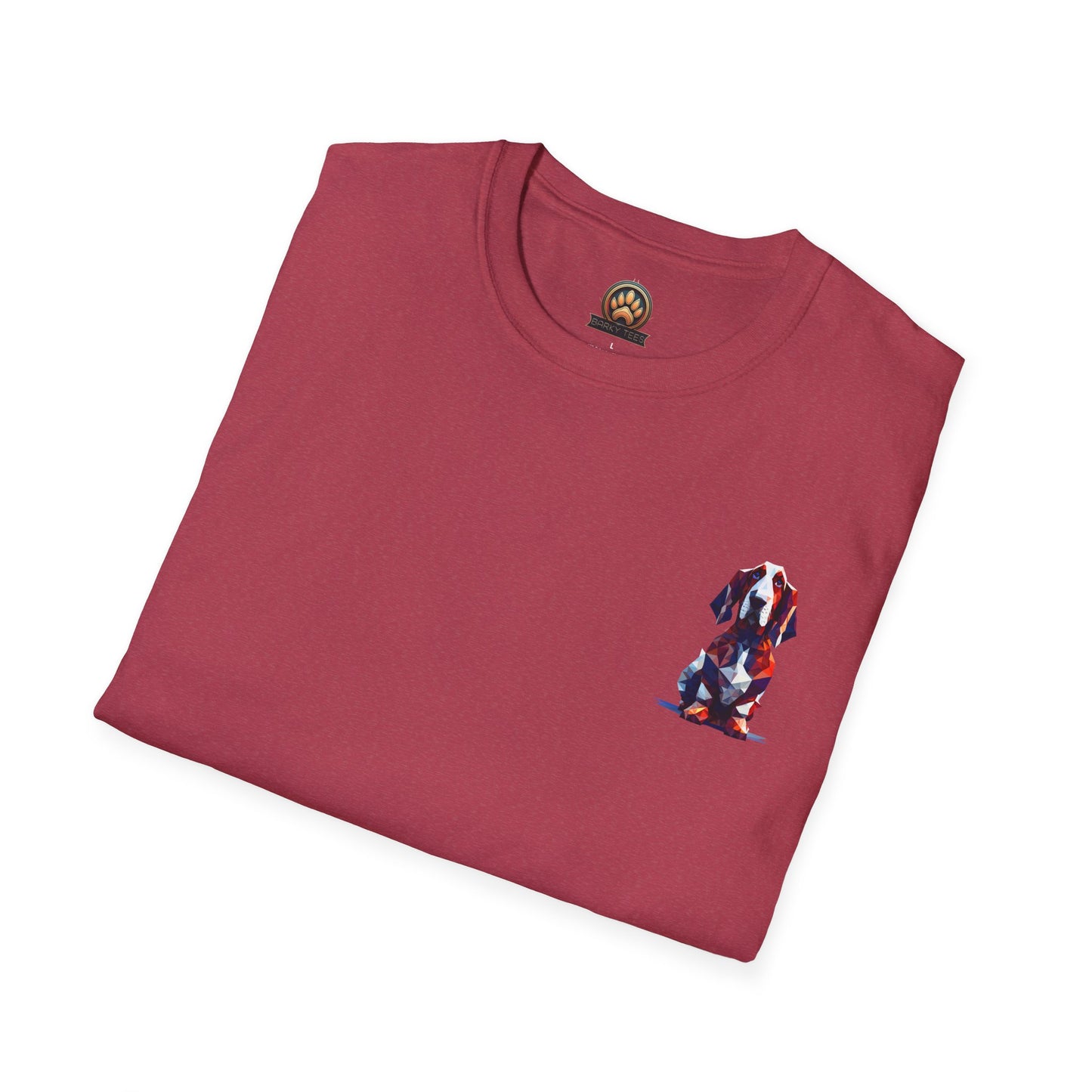 Polygon Style Pop Art Basset Hound T-Shirt - Pocket & Large Back Print