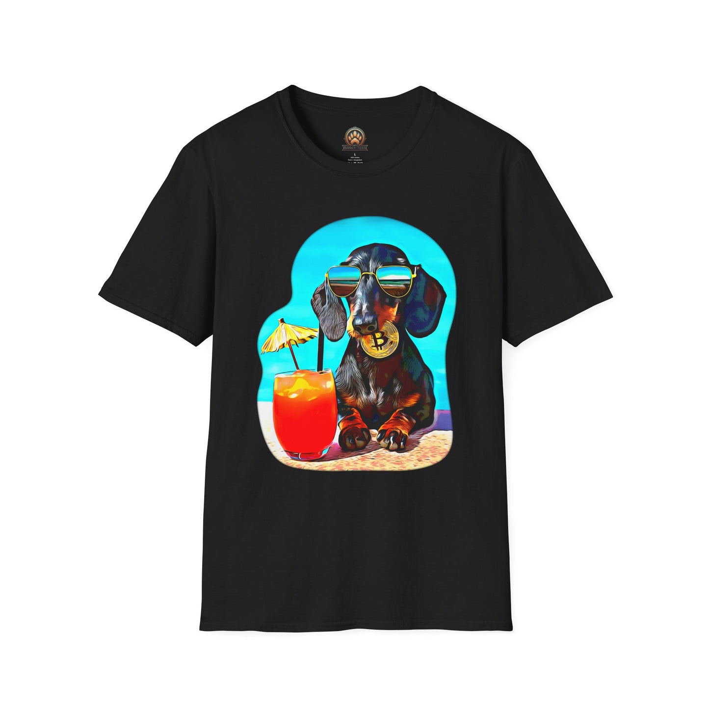 Bitcoin Dachshund Tee - Large Front Print