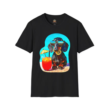 Bitcoin Dachshund Tee - Large Front Print