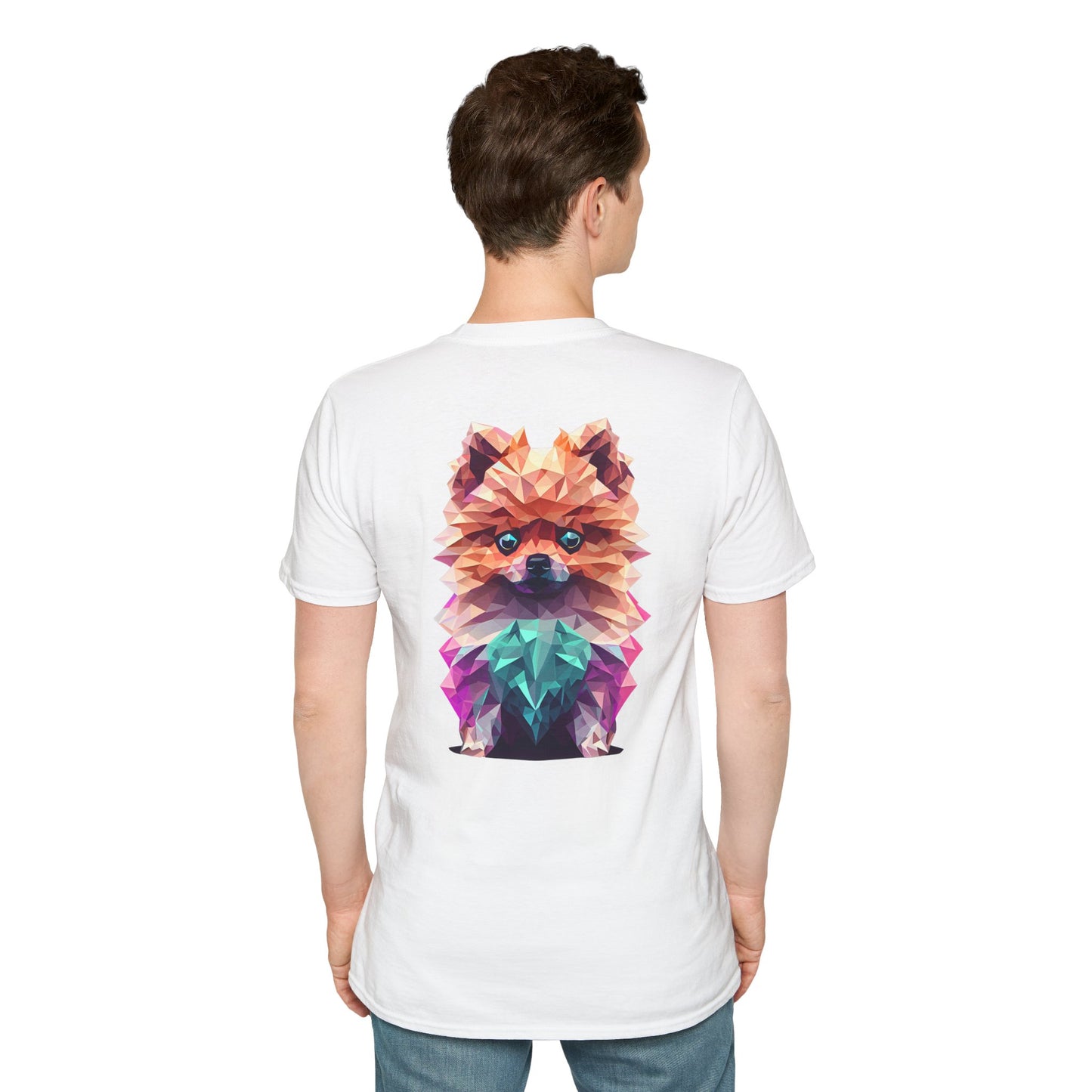Polygon Pomeranian Dog T-Shirt - Pocket & Large Back Print