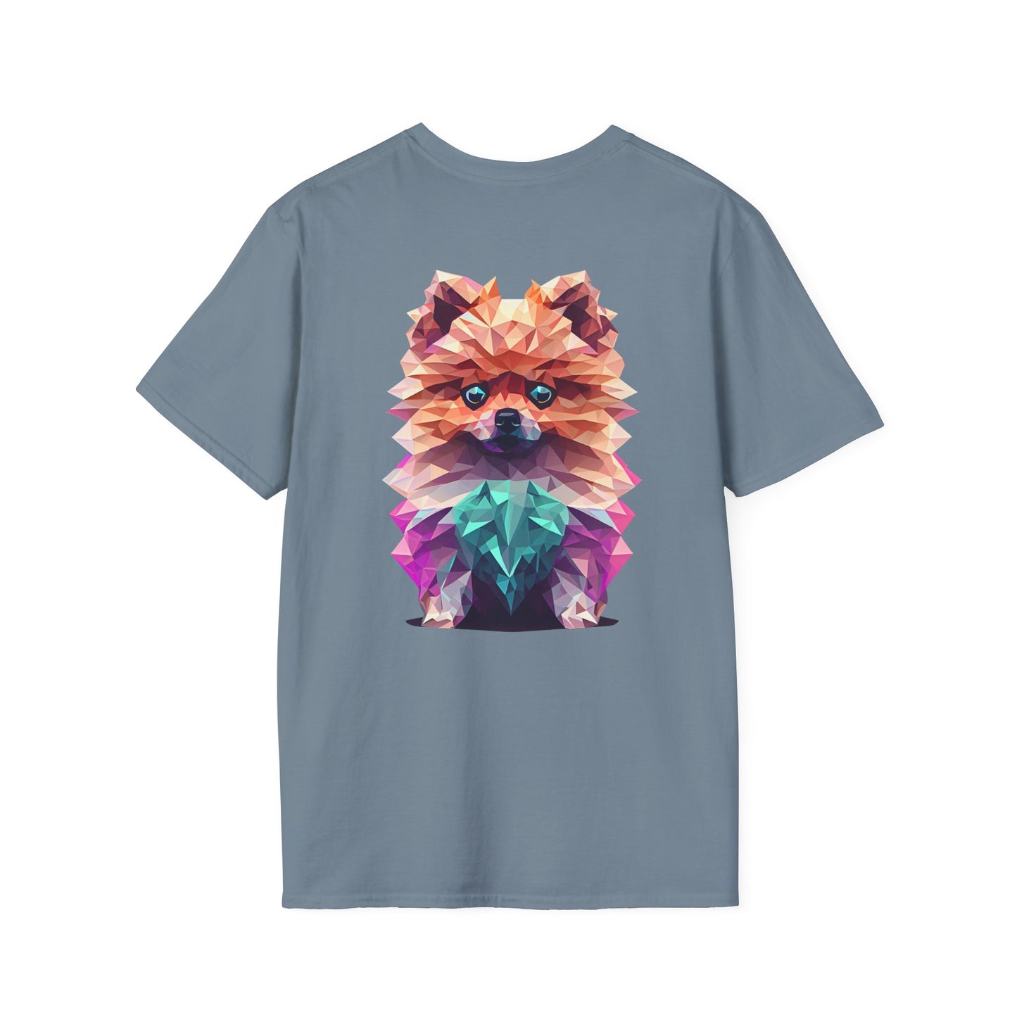 Polygon Pomeranian Dog T-Shirt - Pocket & Large Back Print