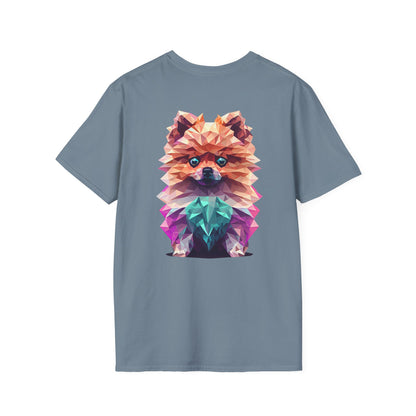 Polygon Pomeranian Dog T-Shirt - Pocket & Large Back Print