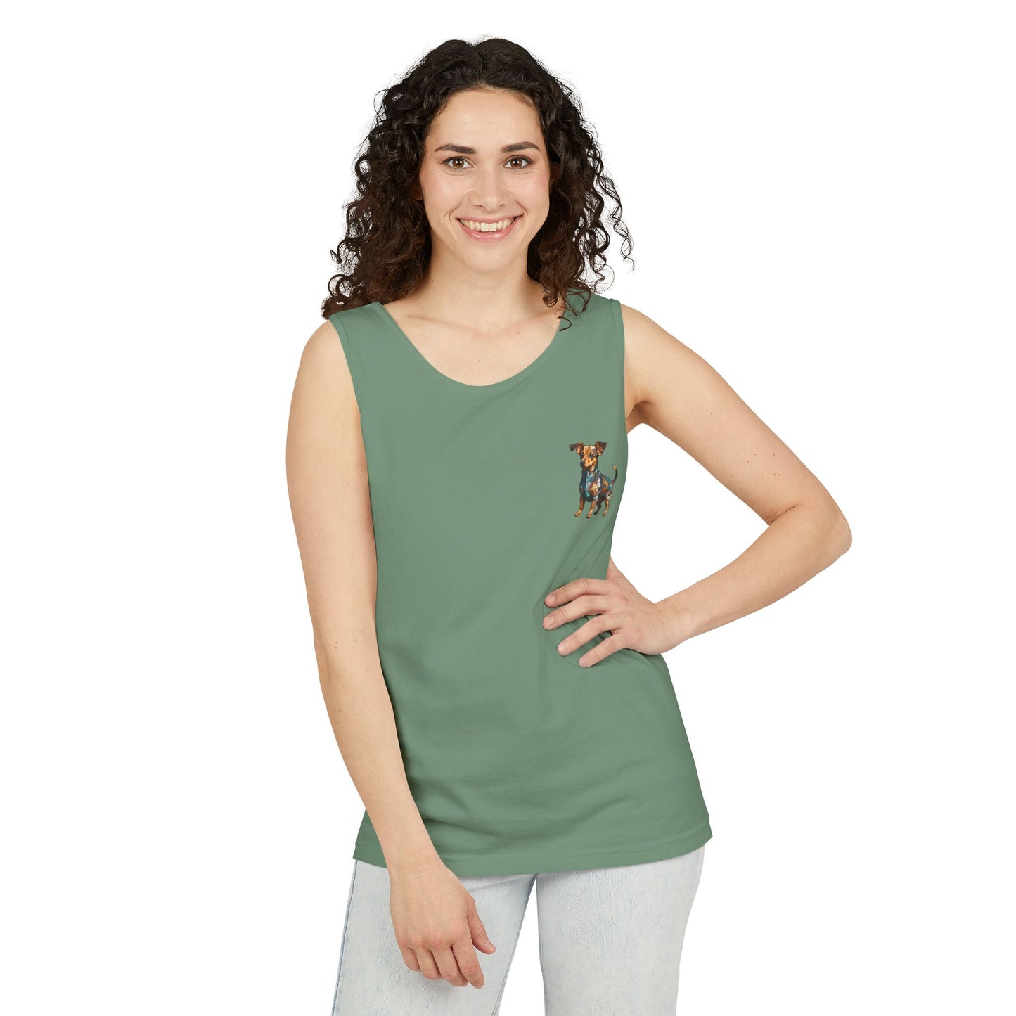 Polygon Style Pop Art Chiweenie Dog Dyed Tank Top - Pocket & Large Back Print