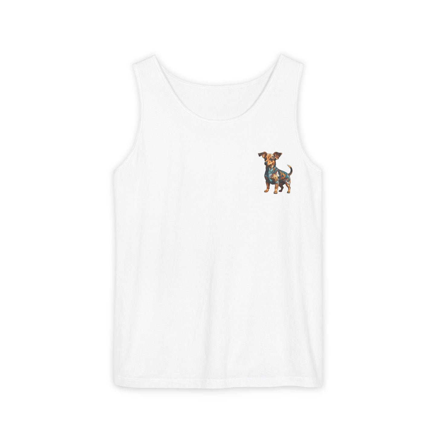 Polygon Style Pop Art Chiweenie Dog Dyed Tank Top - Pocket & Large Back Print