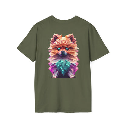 Polygon Pomeranian Dog T-Shirt - Pocket & Large Back Print