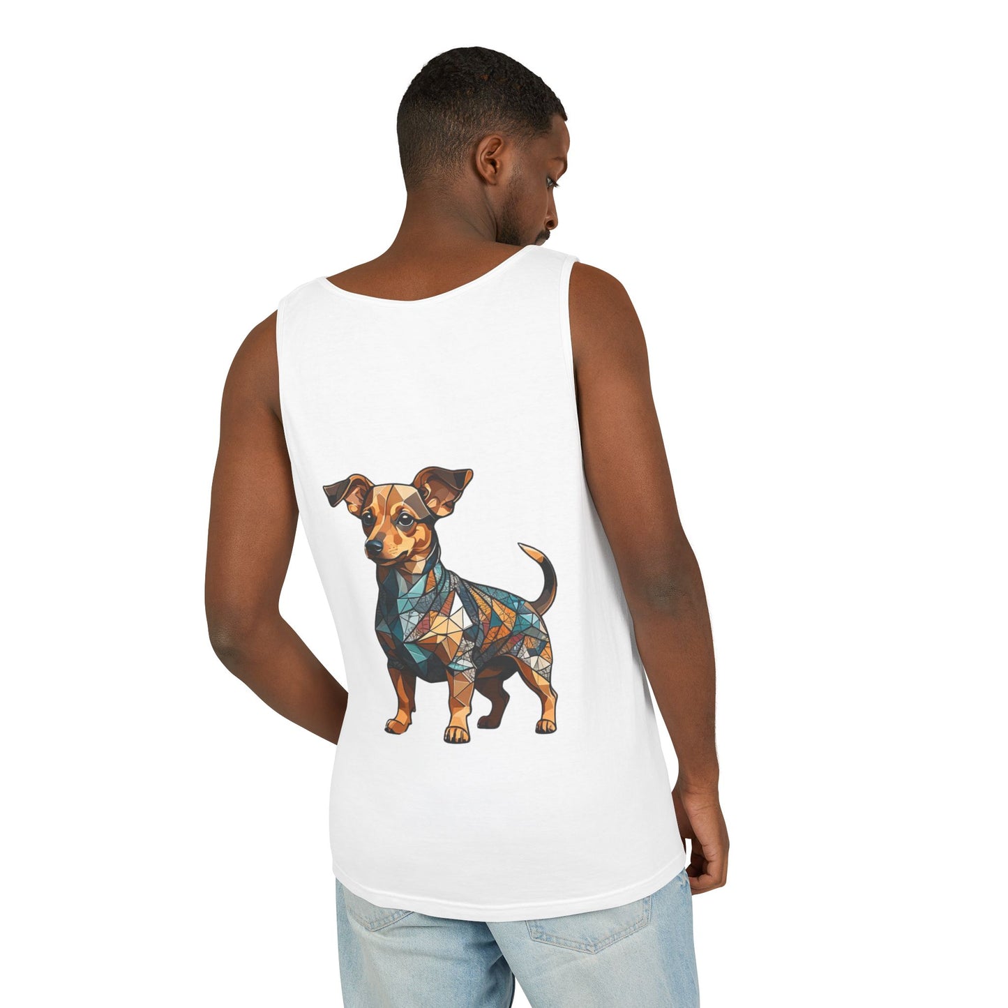 Polygon Style Pop Art Chiweenie Dog Dyed Tank Top - Pocket & Large Back Print
