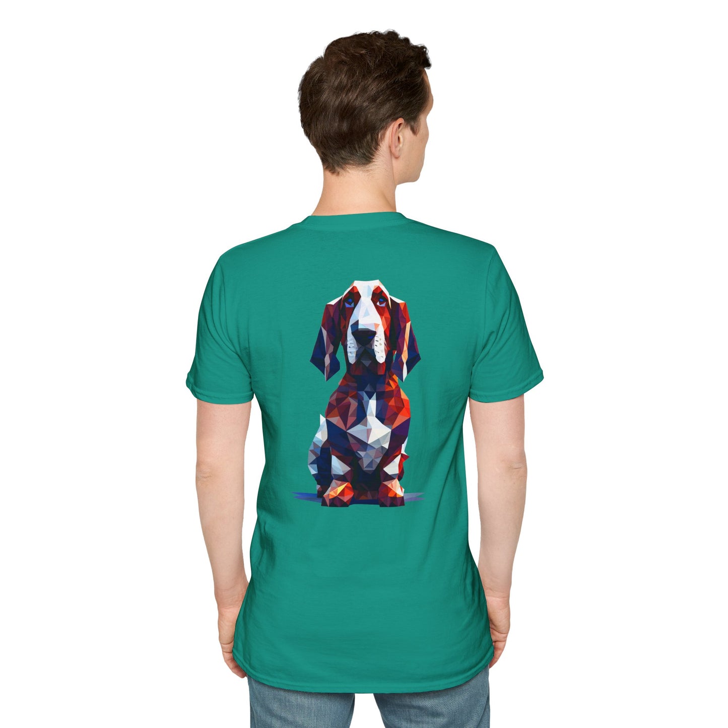 Polygon Style Pop Art Basset Hound T-Shirt - Pocket & Large Back Print