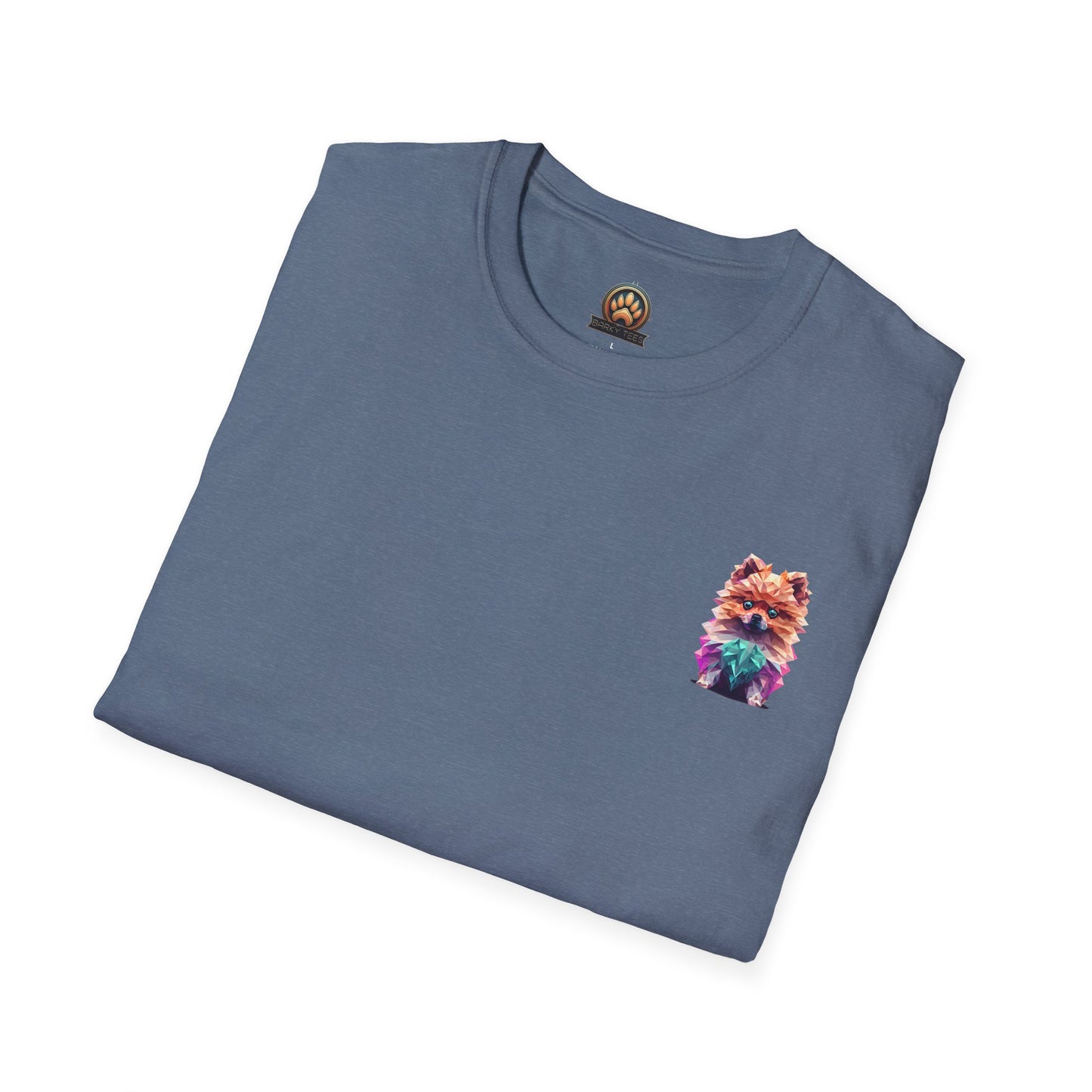 Polygon Pomeranian Dog T-Shirt - Pocket & Large Back Print