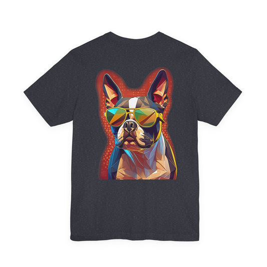 Sunny Boston Terrier Dog T-Shirt - Pocket & Large Back Print