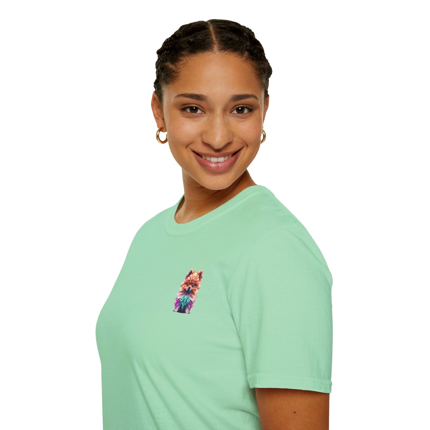 Polygon Pomeranian Dog T-Shirt - Pocket & Large Back Print