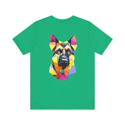 Polygon Style Pop Art German Shepherd Dog T-Shirt - Pocket & Large Back Print