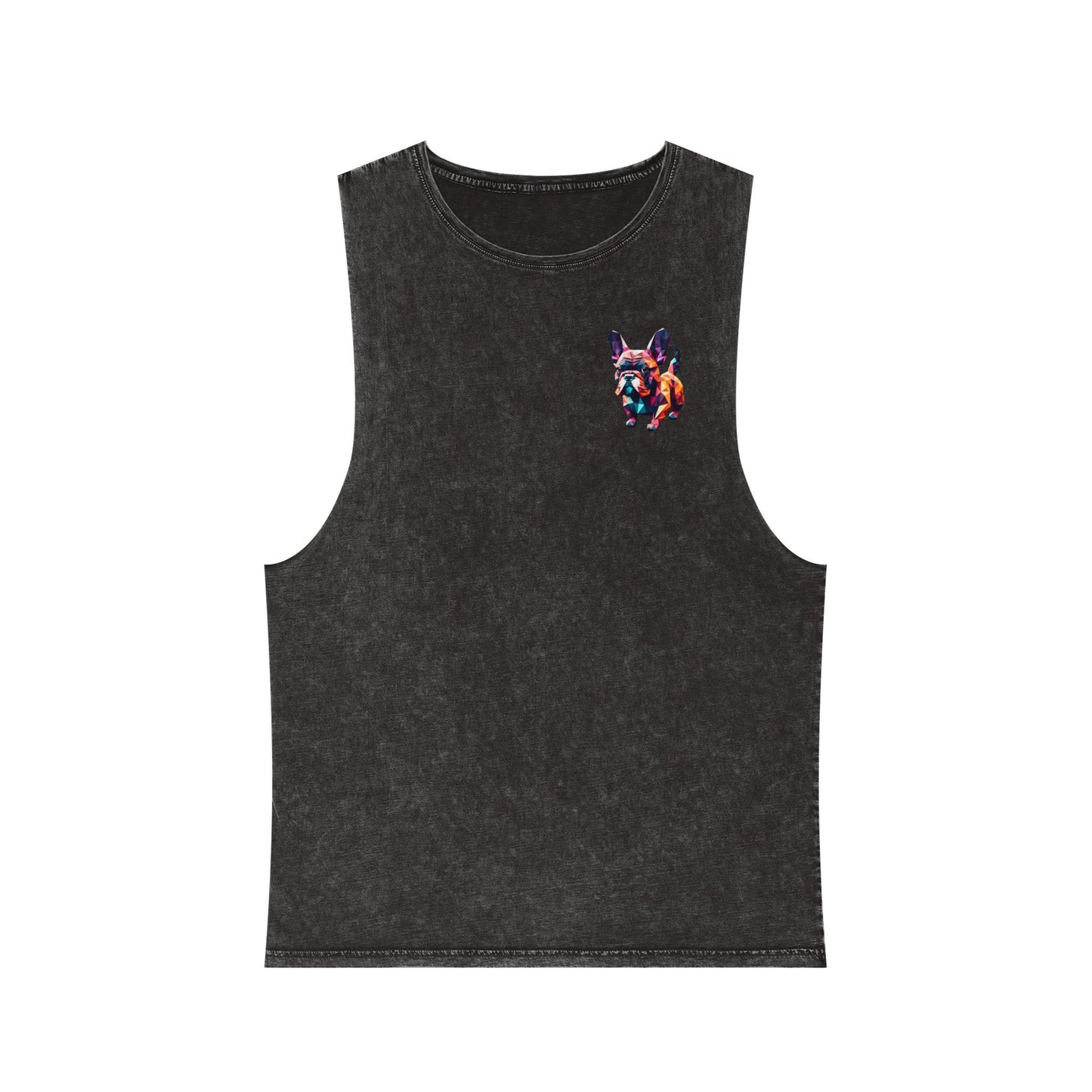 French Bulldog Stonewash Tank Top - Pocket & Large Back Print