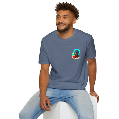 Bitcoin Dachshund Chillin Poolside T-Shirt - Pocket & Large Back Print