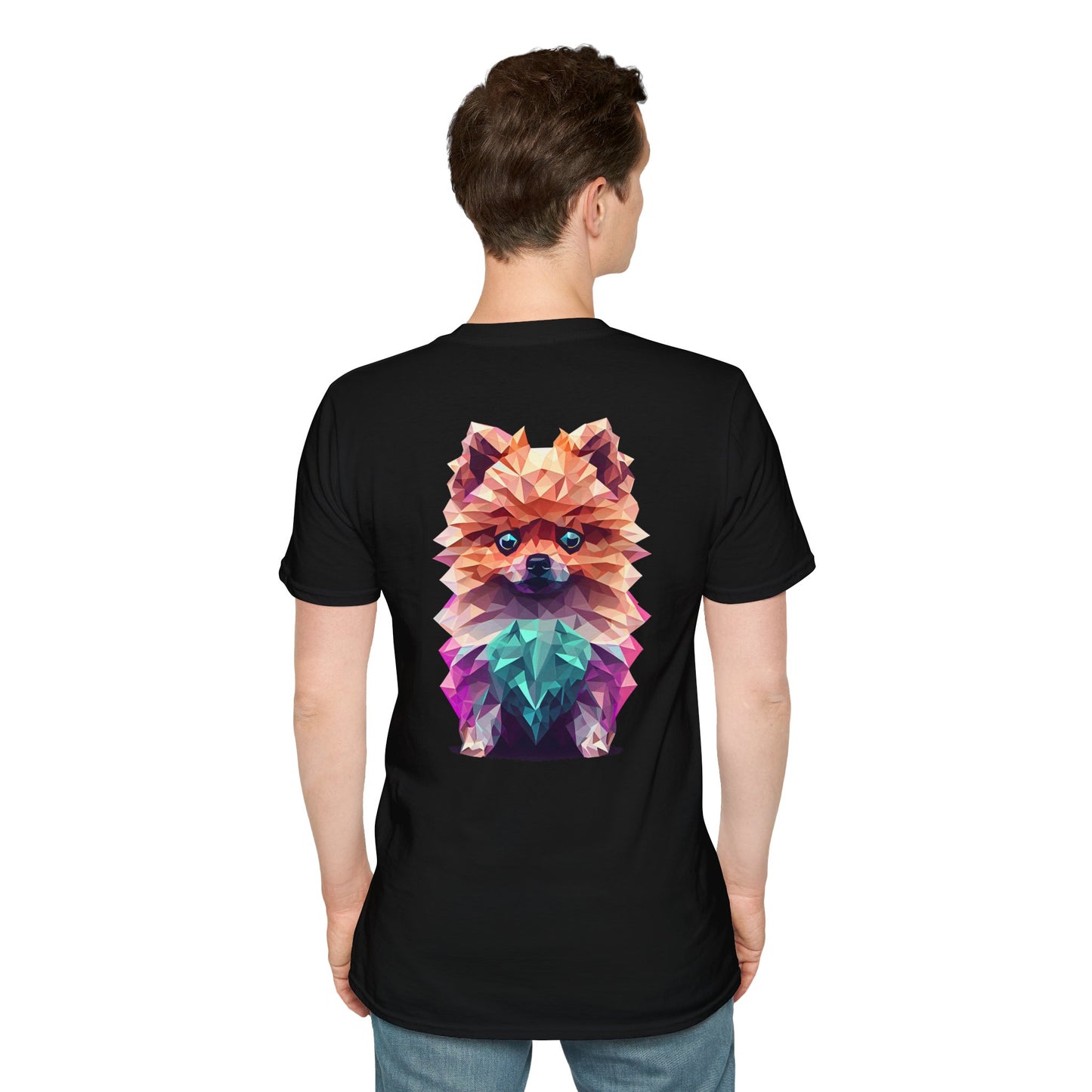 Polygon Pomeranian Dog T-Shirt - Pocket & Large Back Print