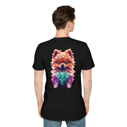 Polygon Pomeranian Dog T-Shirt - Pocket & Large Back Print