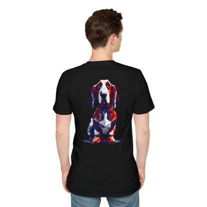 Polygon Style Pop Art Basset Hound T-Shirt - Pocket & Large Back Print