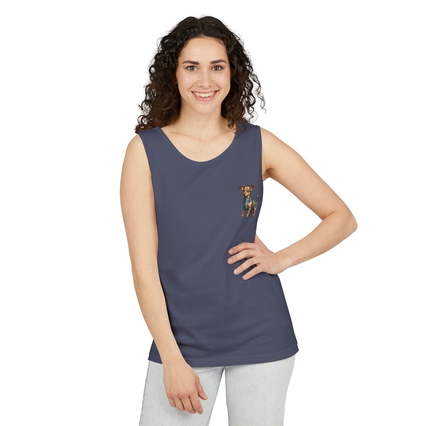 Polygon Style Pop Art Chiweenie Dog Dyed Tank Top - Pocket & Large Back Print