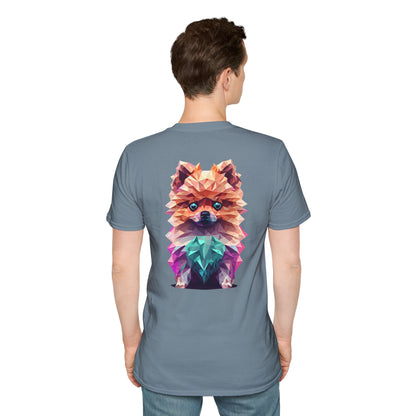 Polygon Pomeranian Dog T-Shirt - Pocket & Large Back Print