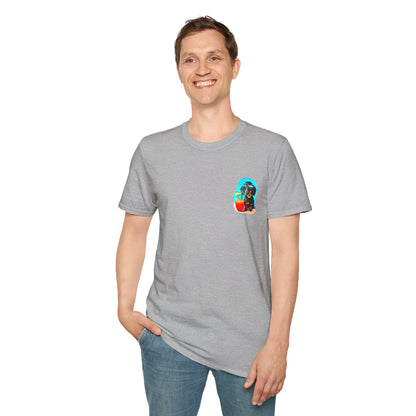 Bitcoin Dachshund Chillin Poolside T-Shirt - Pocket & Large Back Print