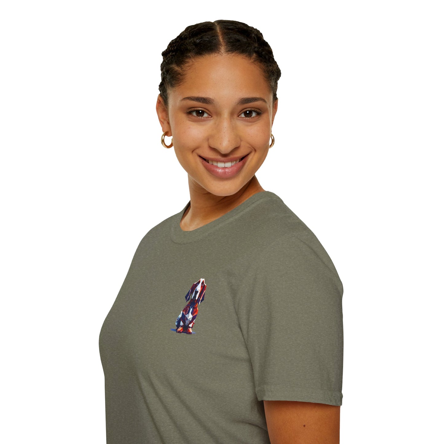 Polygon Style Pop Art Basset Hound T-Shirt - Pocket & Large Back Print