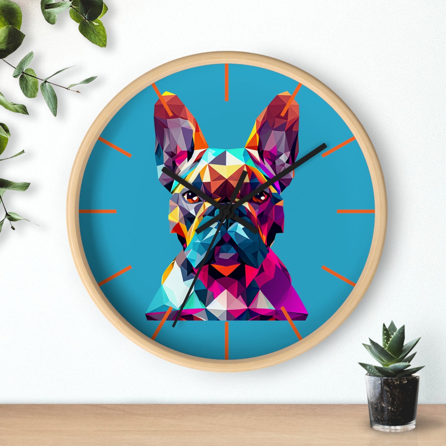 Colorful Polygon French Bulldog Wall Clock